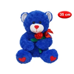 Peluche morbidì orso blu con rosa 35 cm - Mazzeo Giocattoli