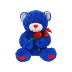 Peluche Morbidì orso blu con rosa 25 cm - Mazzeo Giocattoli