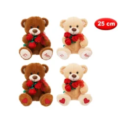 Peluche morbidì orso con fiori 25 cm - Mazzeo Giocattoli