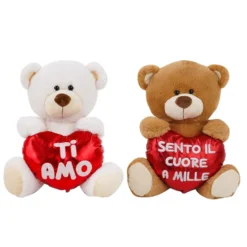 Peluche orso con cuore morbidì 35 cm - Mazzeo Giocattoli