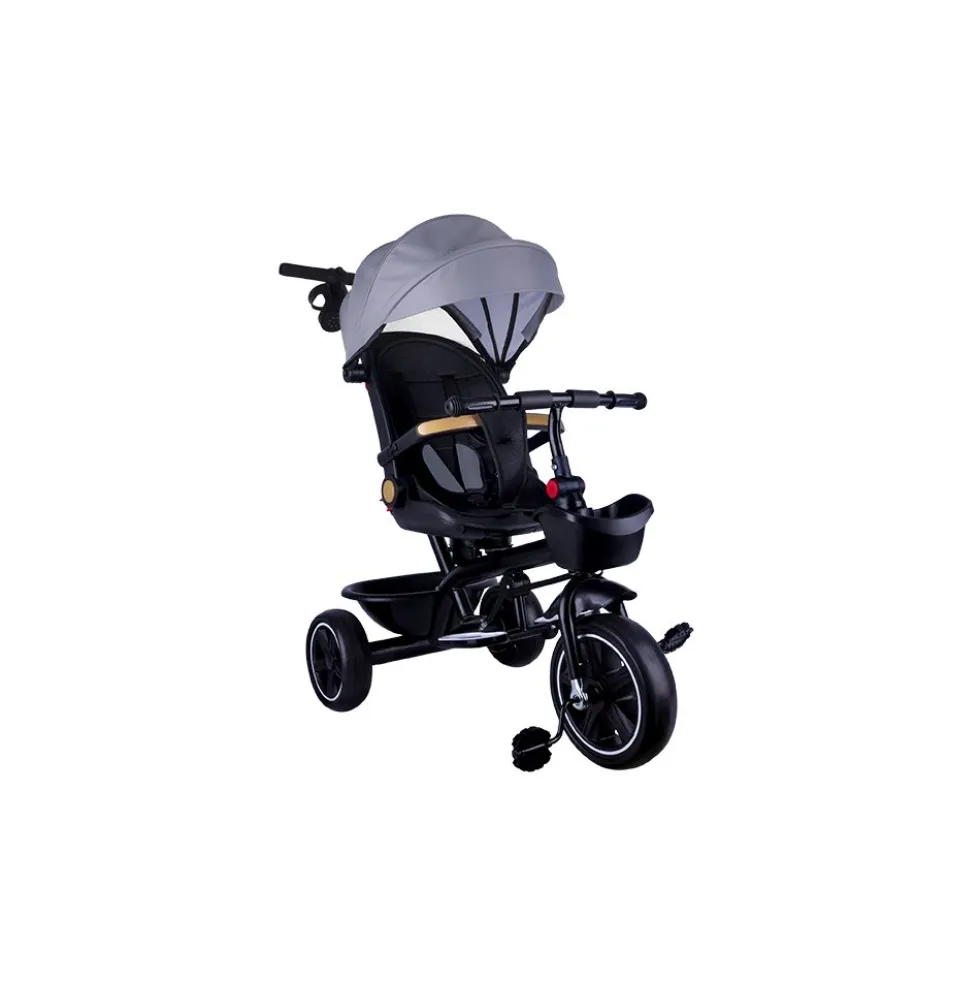 Triciclo grigio con cappotta per bambino - Mazzeo Giocattoli