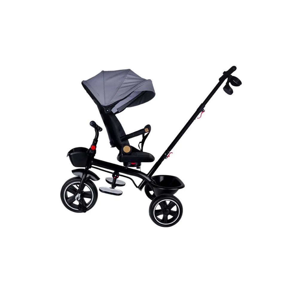 Triciclo grigio con cappotta per bambino - Mazzeo Giocattoli